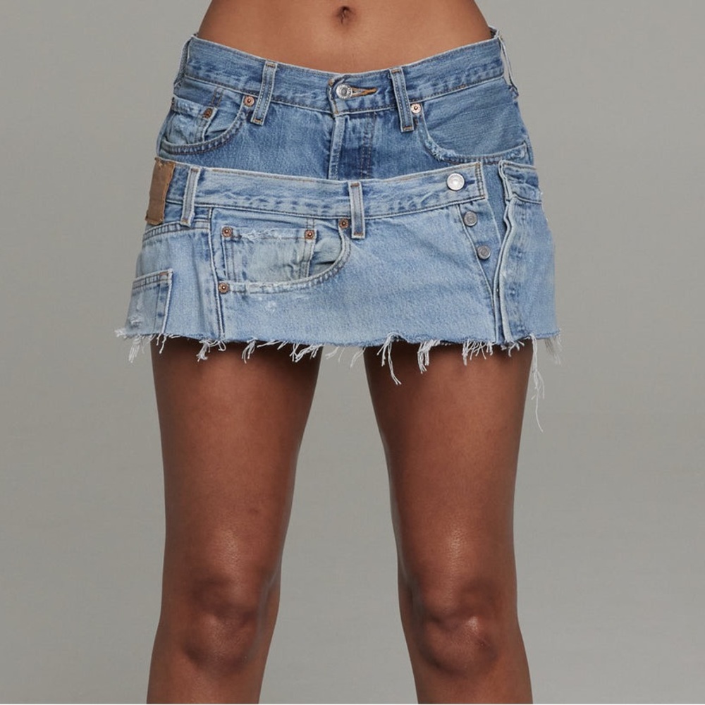 A Vintage Fit Levi Reworked Denim Mini Skirt